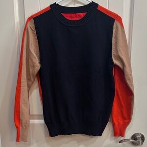 Colorblock Sweater - tan, navy, orange
